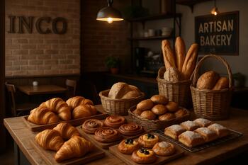 Витрина с артизанской выпечкой в Pinco