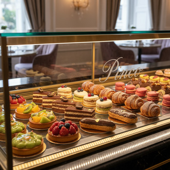 Витрина с разноцветной выпечкой Pinco