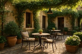 Уютный садовый патио с зоной отдыха в Pinco