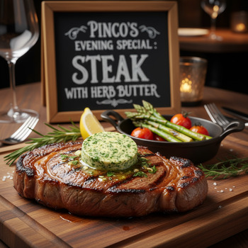 Стейк с травяным маслом - вечернее специальное предложение Pinco