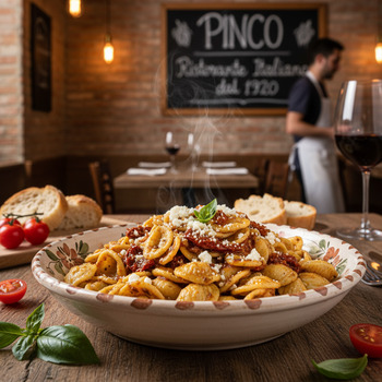 Итальянская паста в ресторане Pinco