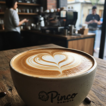 Латте-арт в форме сердца от бариста Pinco