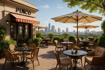 Летняя терраса кафе Pinco с видом на город