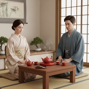 Чайная церемония с красным чайным сервизом в Pinco